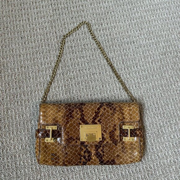 Michael Kors Snakeskin Print Slim Shoulder Bag - Picture 1 of 8